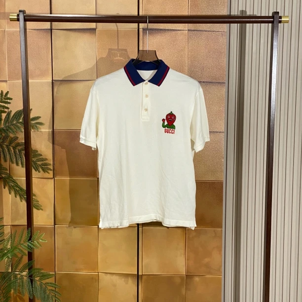 Gucci 草莓卡通字母logo短袖Polo衫/s码/99新 无领标/26600