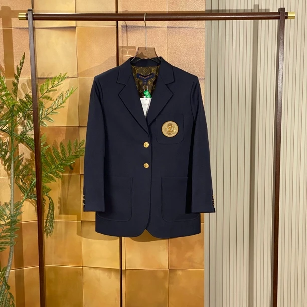Louis Vuitton 深蓝色老花满印西装外套/42码/全新带吊/23374