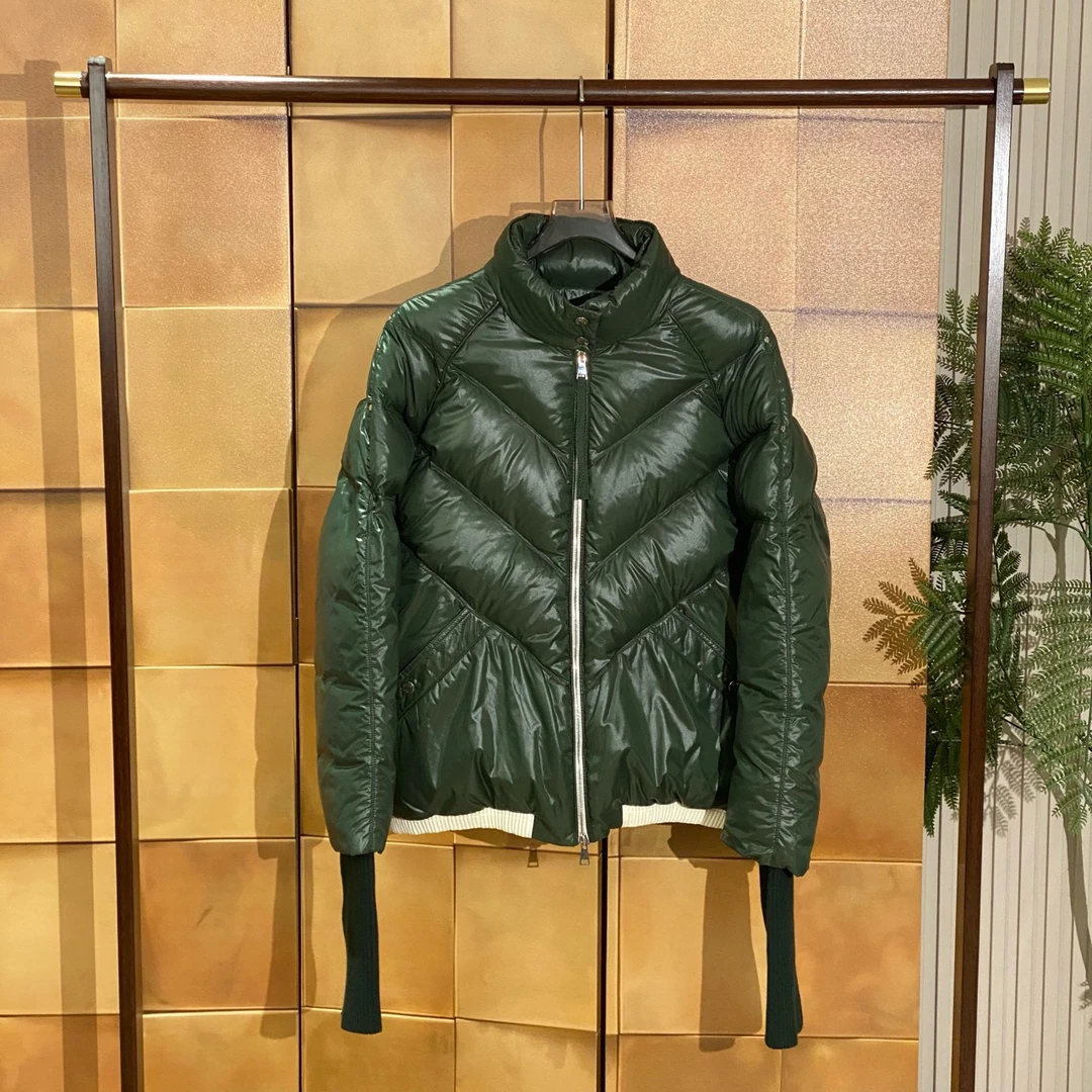 Moncler Yalou深绿色飘带刺绣字母logo羽绒服/4码/99新/女24579