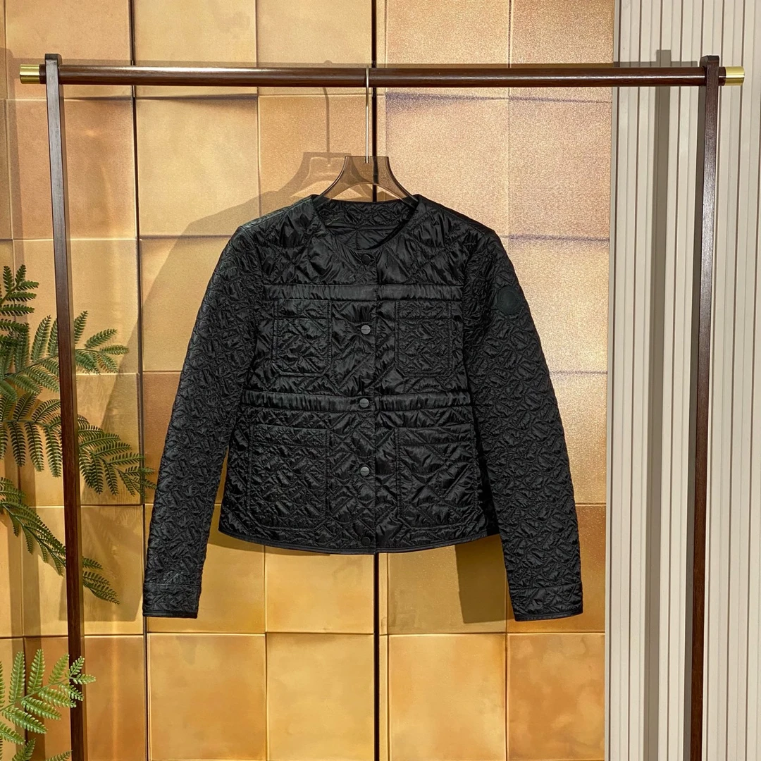MonclerCorete24ss最新款黑色徽标满印棉服外套/0码全新带吊25974