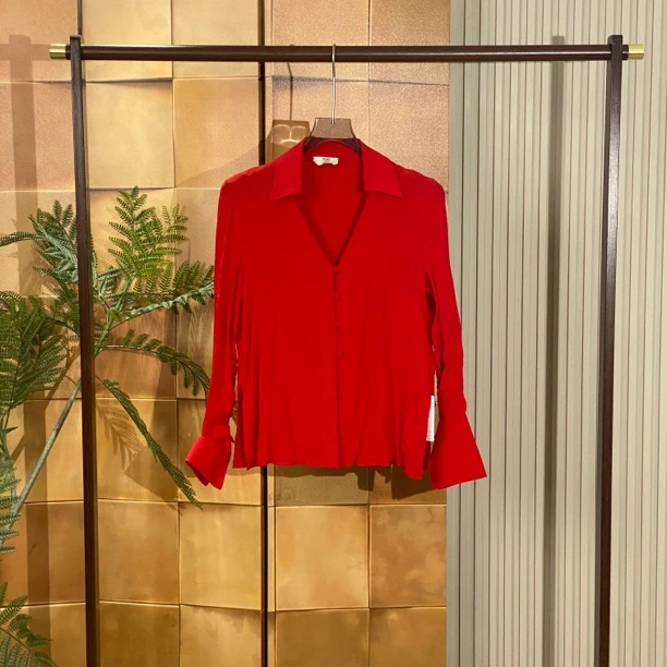 Fendi袖扣真丝红色衬衫/36码/99新/23510