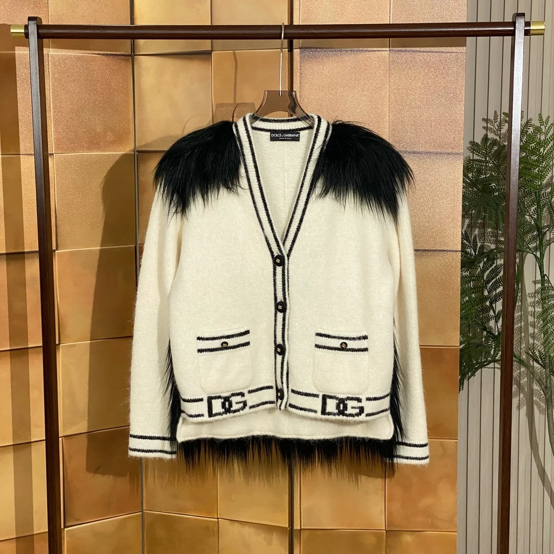 DG 23fw拼色皮草开衫外套/38码/全新公价27500/女42492