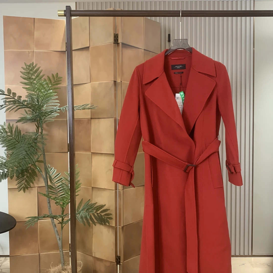 Maxmara Weekend红色羊绒呢腰带大衣/34码/99新/女17791