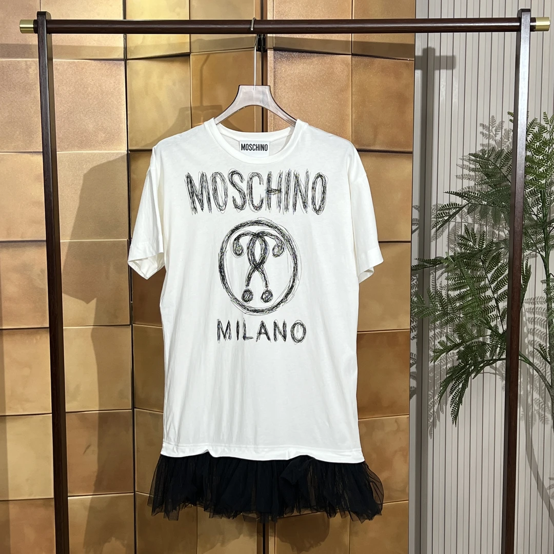 Moschino撞色涂鸦笑脸logo蕾丝花边连衣裙/xxs码/99新/女20719