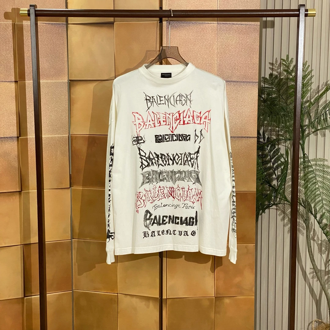 Balenciaga 24ss最新款金属涂鸦字母logo长袖/3码/99新/42643