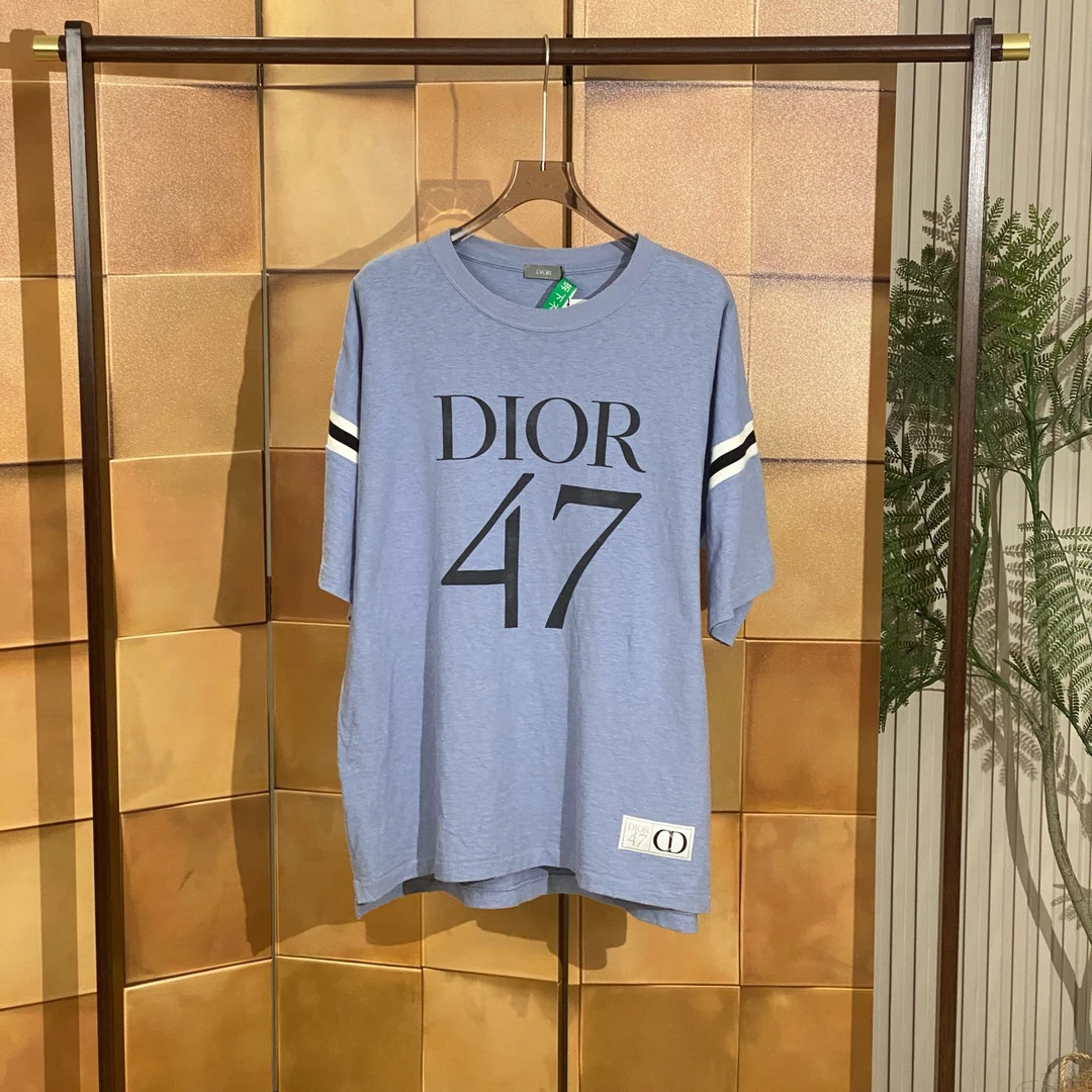 Dior 蓝色字母logo数字小破坏短袖/xl码/98新/42644