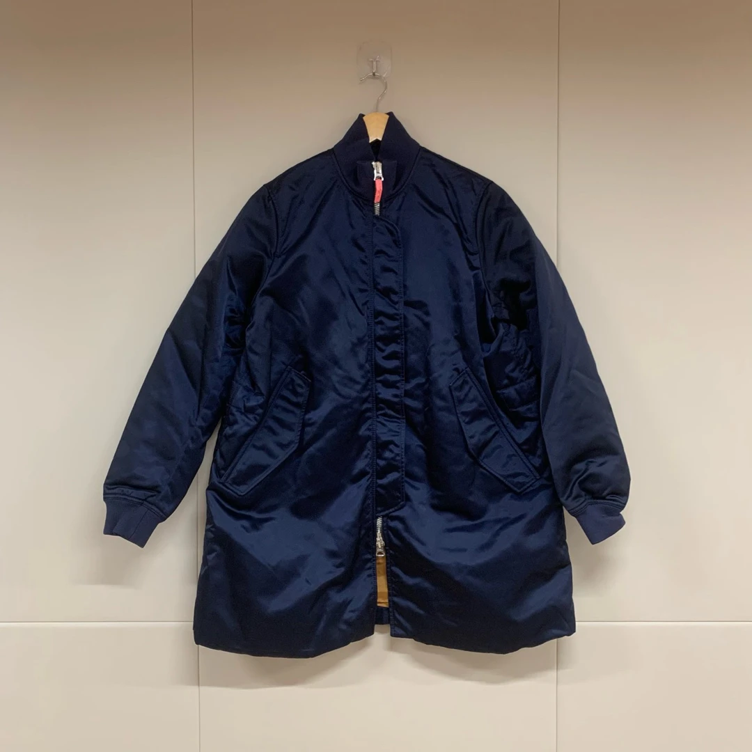 Acne Studios蓝色收腰立领长款棉服/34码/99新/14504