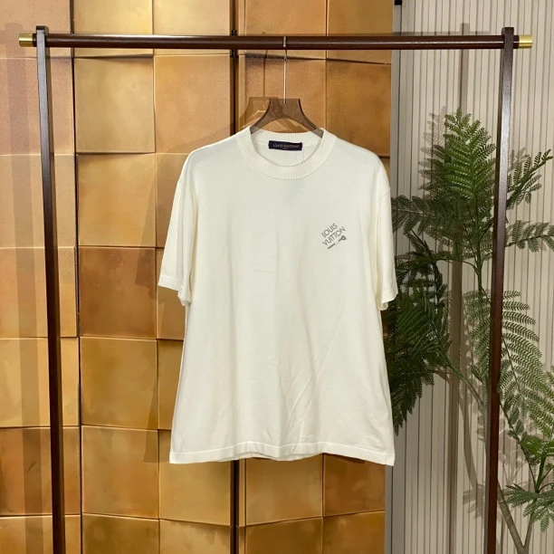 Louis Vuitton 24fw白色别针刺绣logo针织短袖/xl码/99新/23054