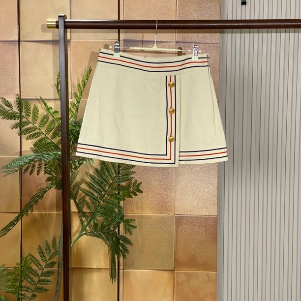 Gucci 23ss红蓝条纹船锚金扣半裙/40码/全新原吊 公价1.27w/23284