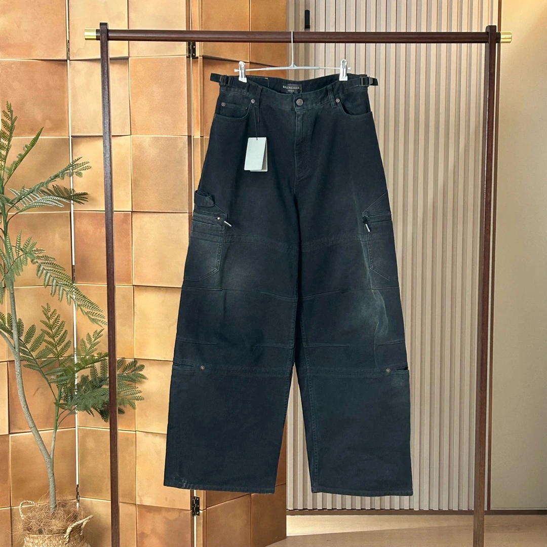 Balenciaga 23fw黑色水洗做旧工装伐木牛仔裤/s码/全新原吊/17326