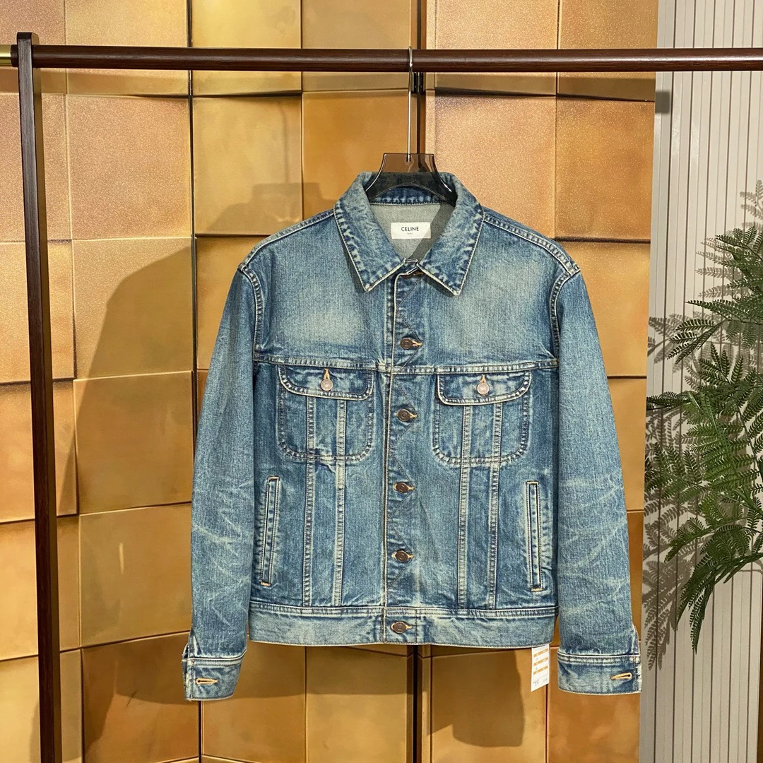 Celine 22fw新款蓝色水波纹牛仔夹克外套/m码/99新/19945