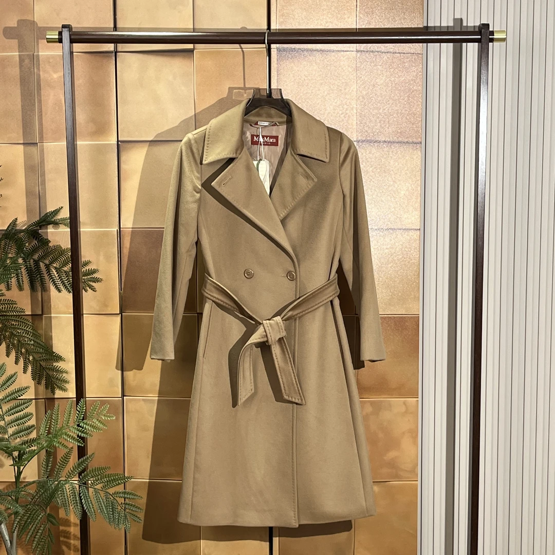 MaxMara studio驼色双排扣羊毛大衣/32码/全新/25511