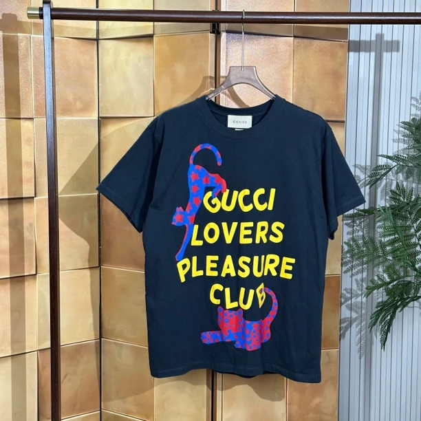 Gucci 23ss新款黑色动物标语logo短袖/os s码/99新/18388
