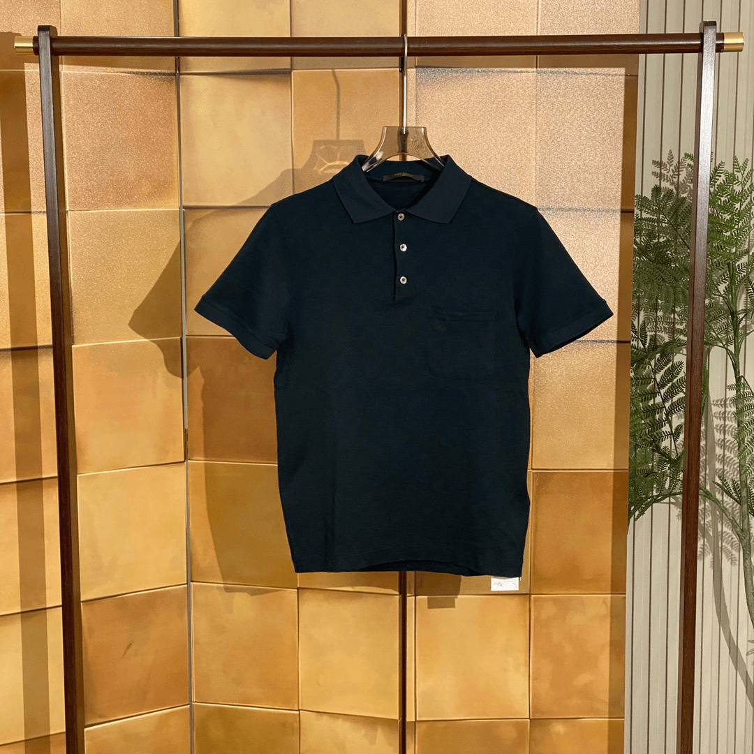 Louis Vuitton lv蓝色棋盘格刺绣logo短袖Polo衫/xs码/99新/42645