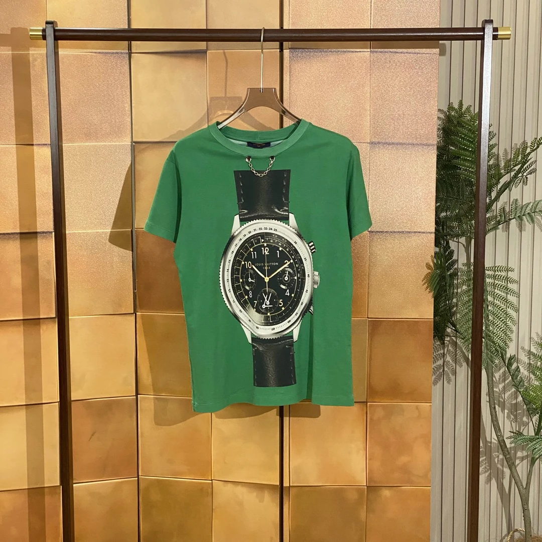 lv绿色锁链航空计时表印花短袖/L码/全新带吊/女24856