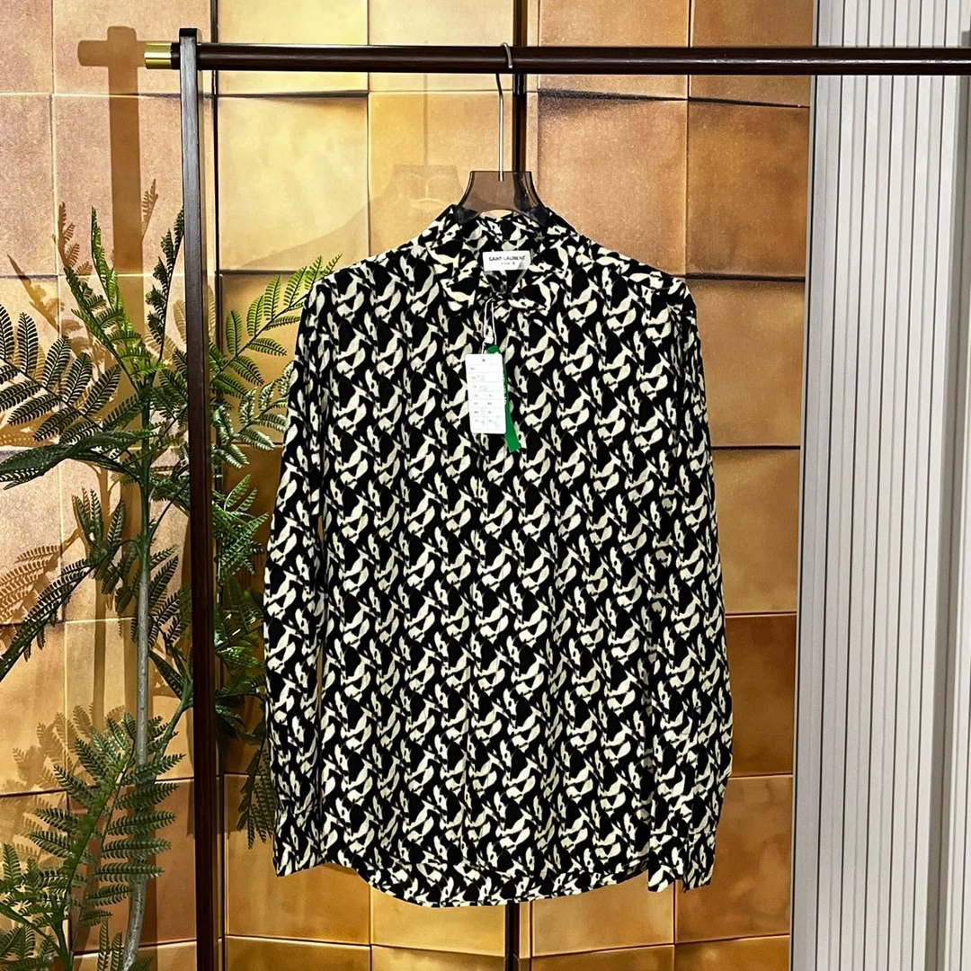 Saint Laurent Paris 23ss沙叶满印衬衫/39码/99新 公价1w/23384