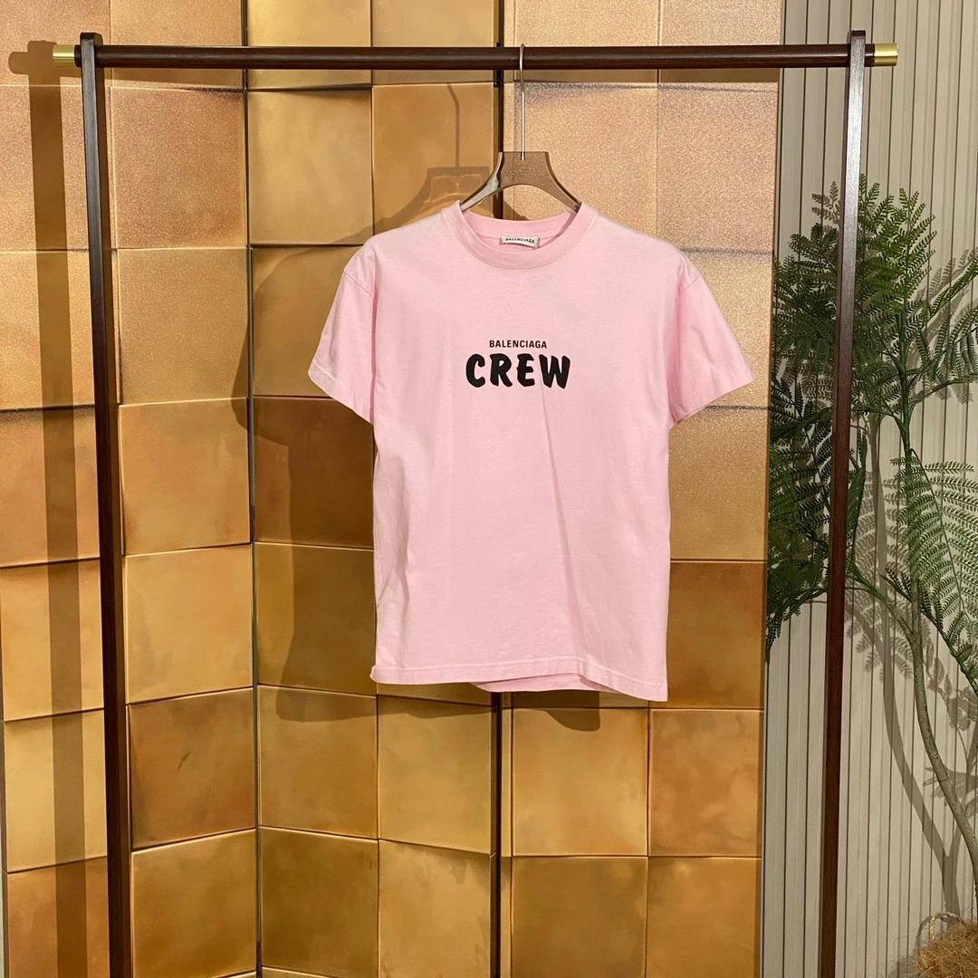 Balenciaga 粉色crew印花logo短袖/xs码/98新/女42380