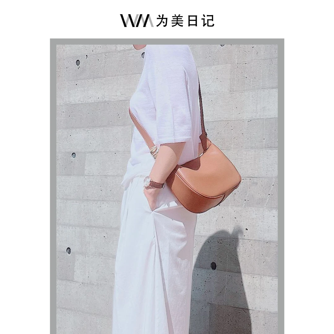【为美日记】美羊羊牛皮月牙包饺子包百搭时尚腋下包单肩斜挎休闲包