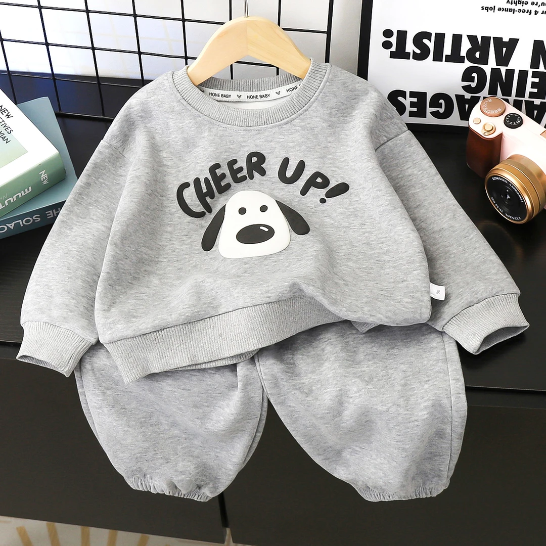 2025春秋新款儿童套装卡通洋气外穿休闲男童女童卫裤两件套宝宝
