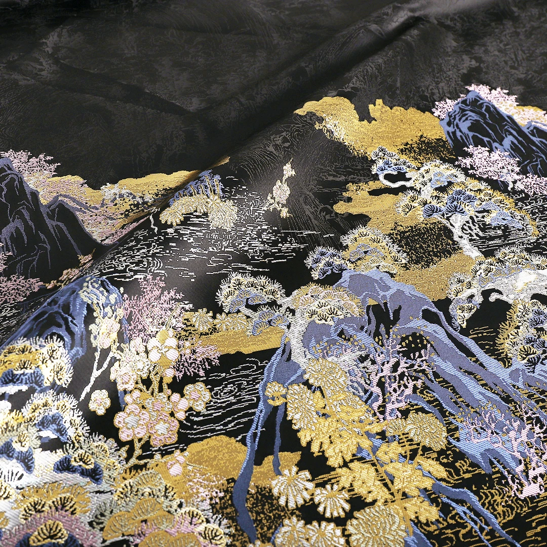 【SY033金光山水】织金汉服马面布料妆花国风提花汉服服装面料