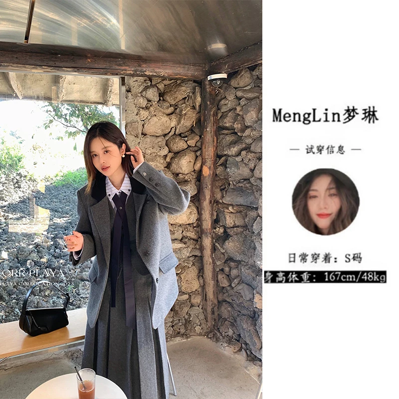 学院风知识分子知性宽松修身西装女春秋马甲半裙套装G0159