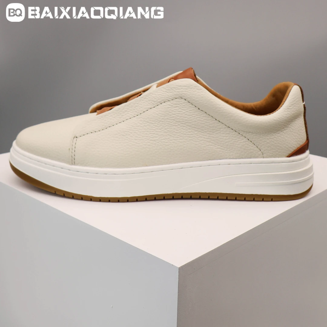 白小强鞋子男士真皮休闲板鞋低帮厚底百搭透气夏季新款男鞋小白鞋