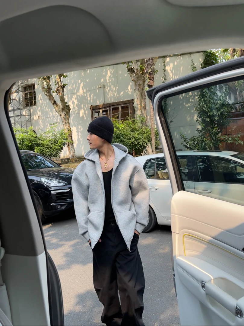 「580g重磅」灰色开衫卫衣男女纯色宽松廓形连帽外套百搭休闲上衣潮