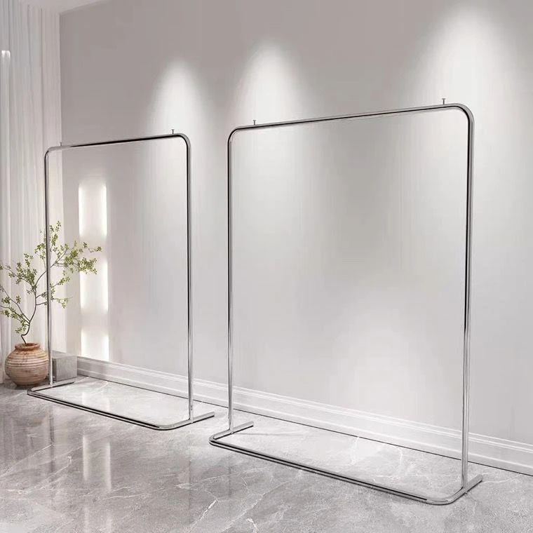 服装店展示架落地式不锈钢挂衣架网红女装店,简约风U型落地架