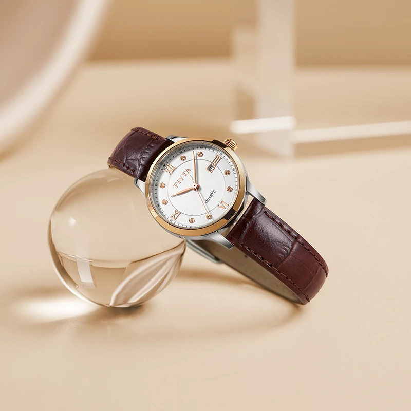 【飞亚达】经典小牛皮镶锆款石英女表百搭简约复古zc2