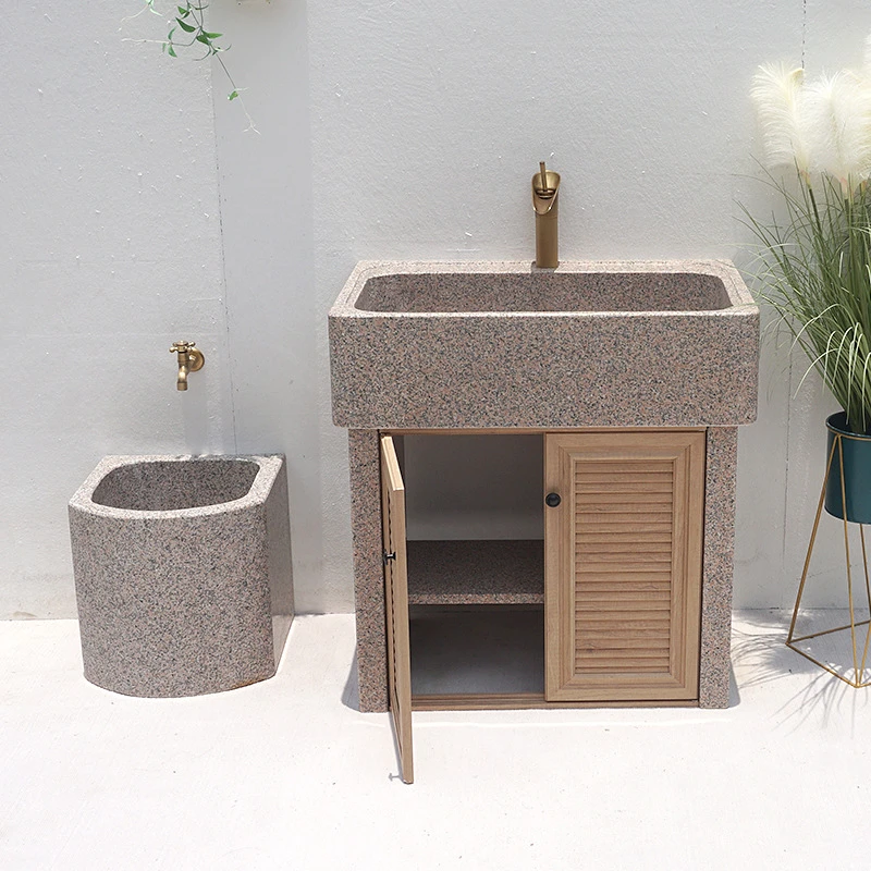 天然大理石洗衣池户外庭院花园洗手台洗菜盆整石一体室外阳台水槽