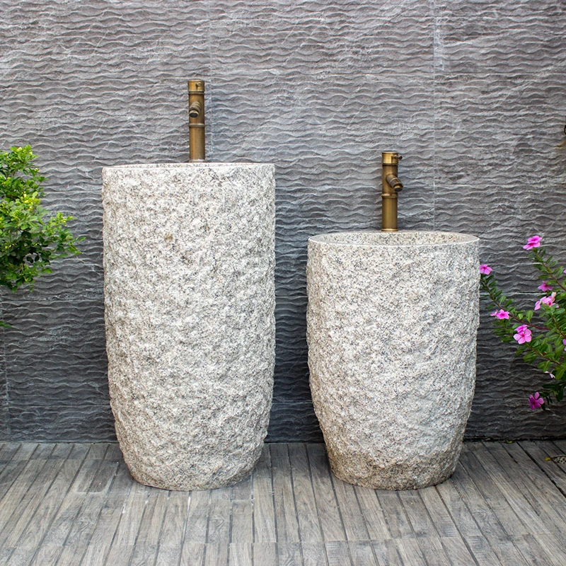 户外石头洗手盆庭院大理石洗手池花园圆形拖把池水池儿童洗手台盆