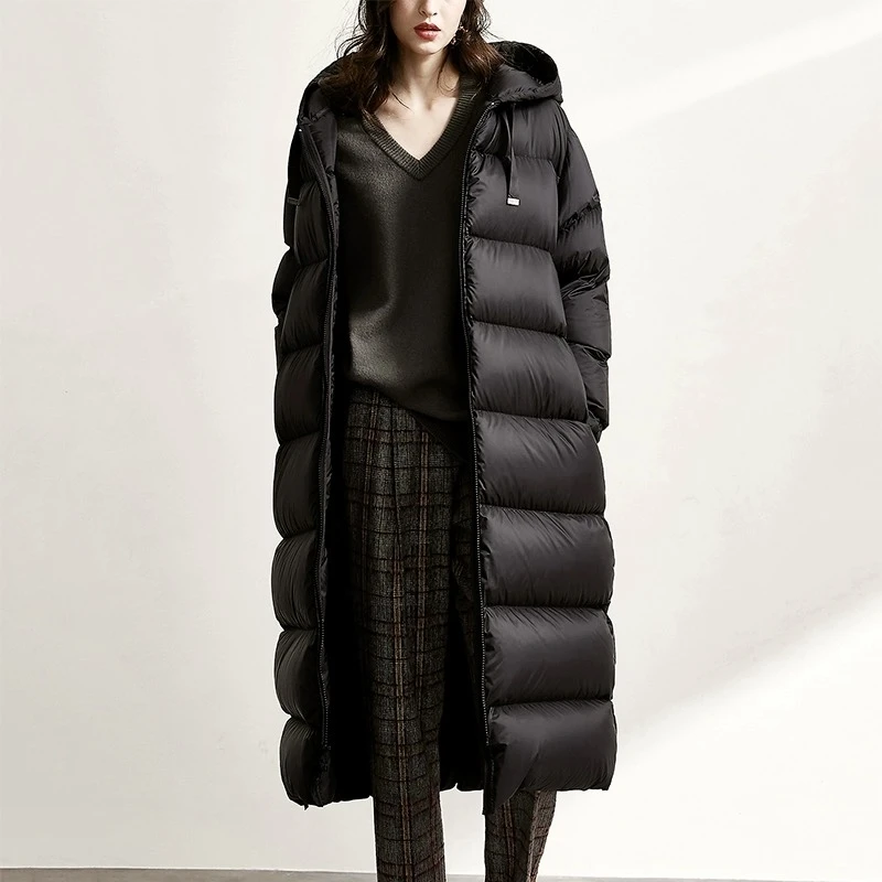 M大牌高货经典冬季女款白鹅绒连帽中长款羽绒服加厚保暖户外防风