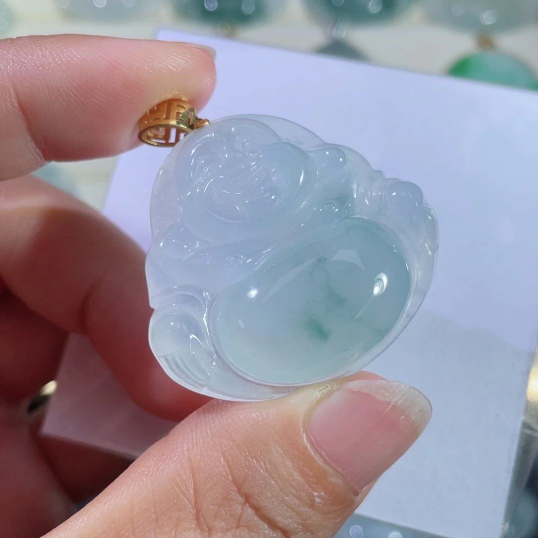 翡翠颈饰18K金镶嵌佛公