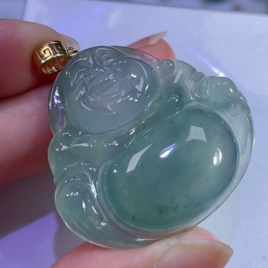 翡翠颈饰18K金镶嵌佛公