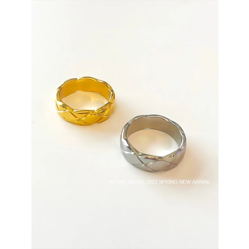 铜合金戒指 【ALONE SAVOR】凹纹素款简约小众戒指2170气质时尚百搭