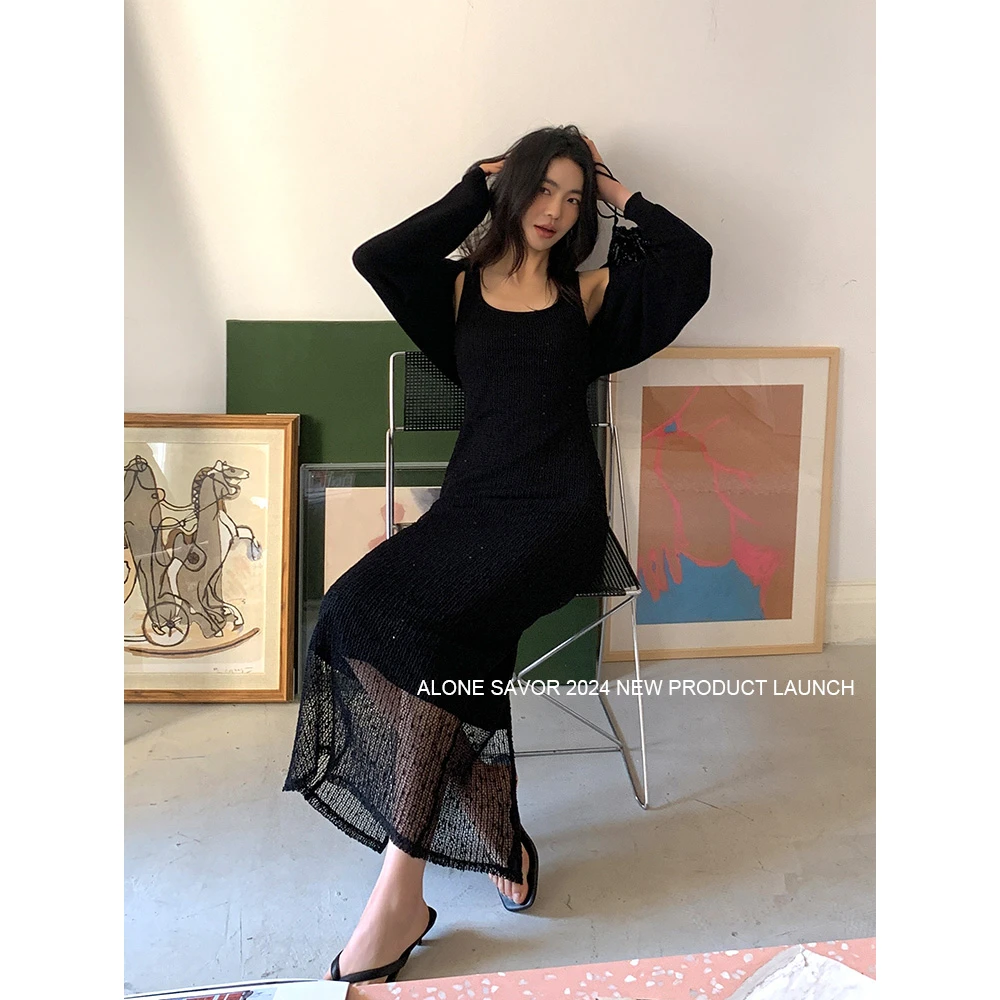 【ALONE SAVOR】绯夜，夏季肌理感时尚气质小众设计感显瘦连衣裙P226