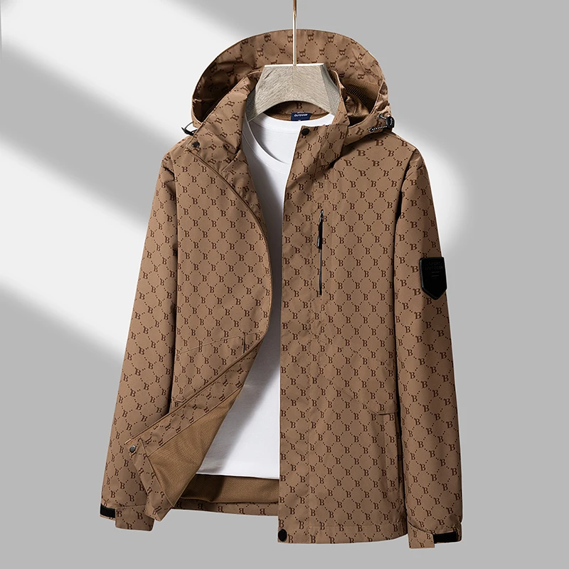 潮流印花男士情侣夹克防风连帽外套户外运动休闲薄款冲锋衣XZY