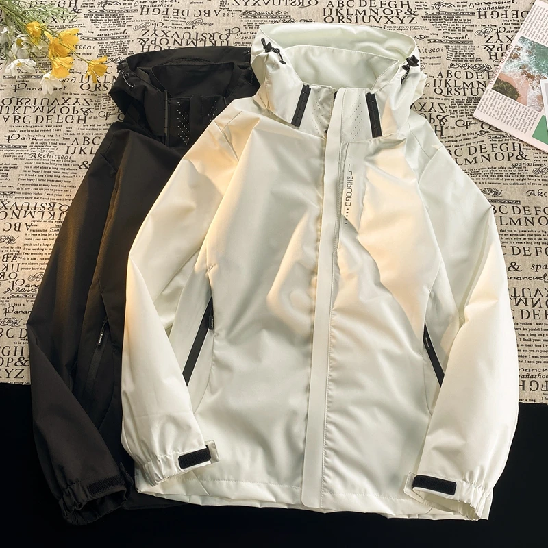 【主播推荐】春秋季夹克男防风连帽外套户外运动宽松情侣百搭冲锋衣