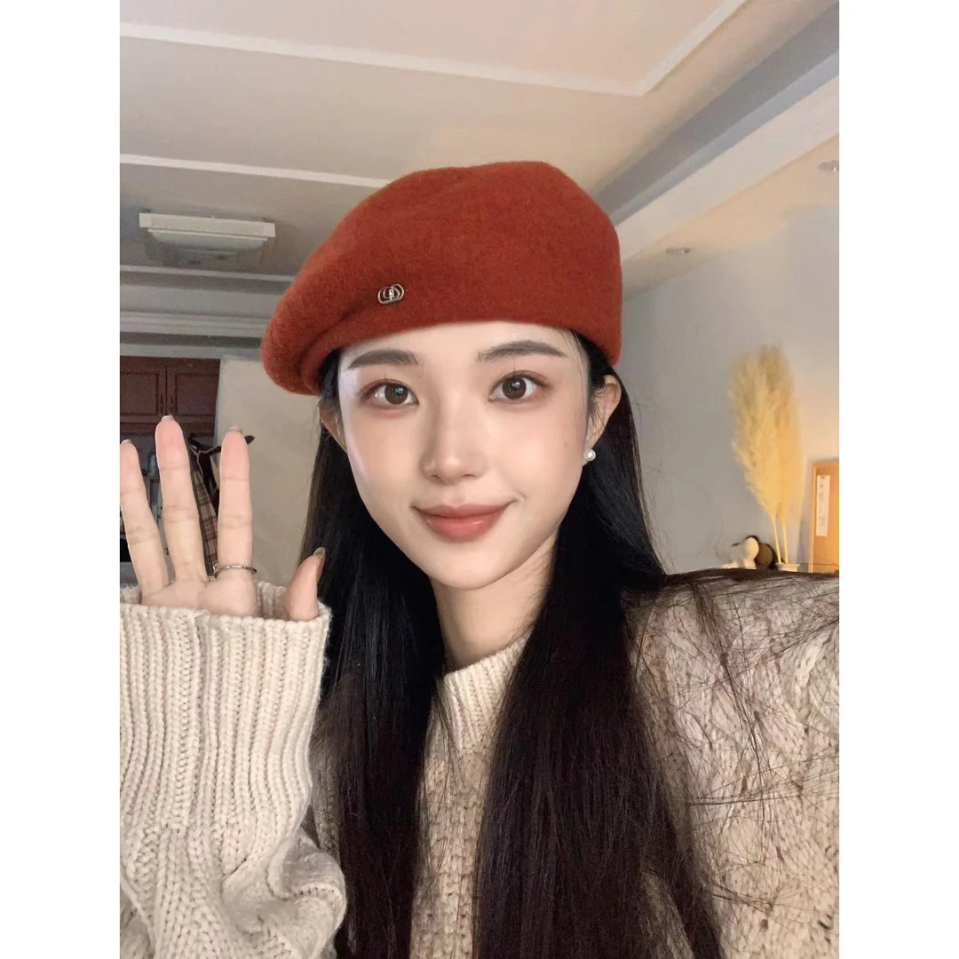 法式复古贝雷帽女秋冬季毛呢蓓蕾帽子韩版定型设计显脸小画家帽