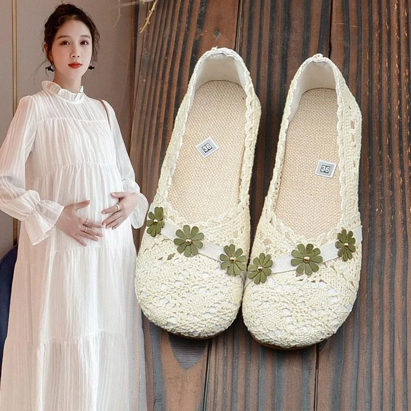 孕妇鞋子女夏2024新款凉鞋软底老北京布鞋一脚蹬女鞋平底透气单鞋