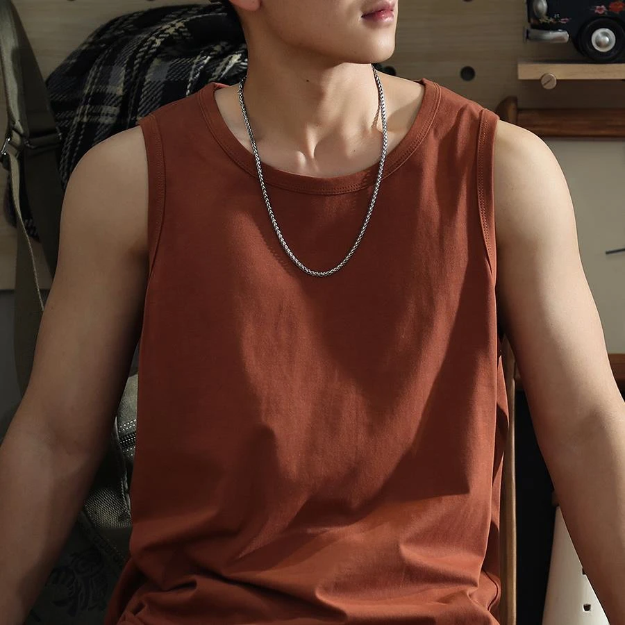 夏季棉质重磅大码男士背心宽松外穿美式硬汉百搭跑步坎肩无袖t恤