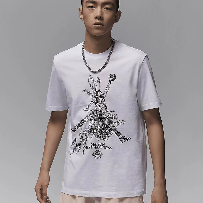 【滔搏联动】NIKE耐克男子AJ夏季透气速干无领短T恤FZ1929-100