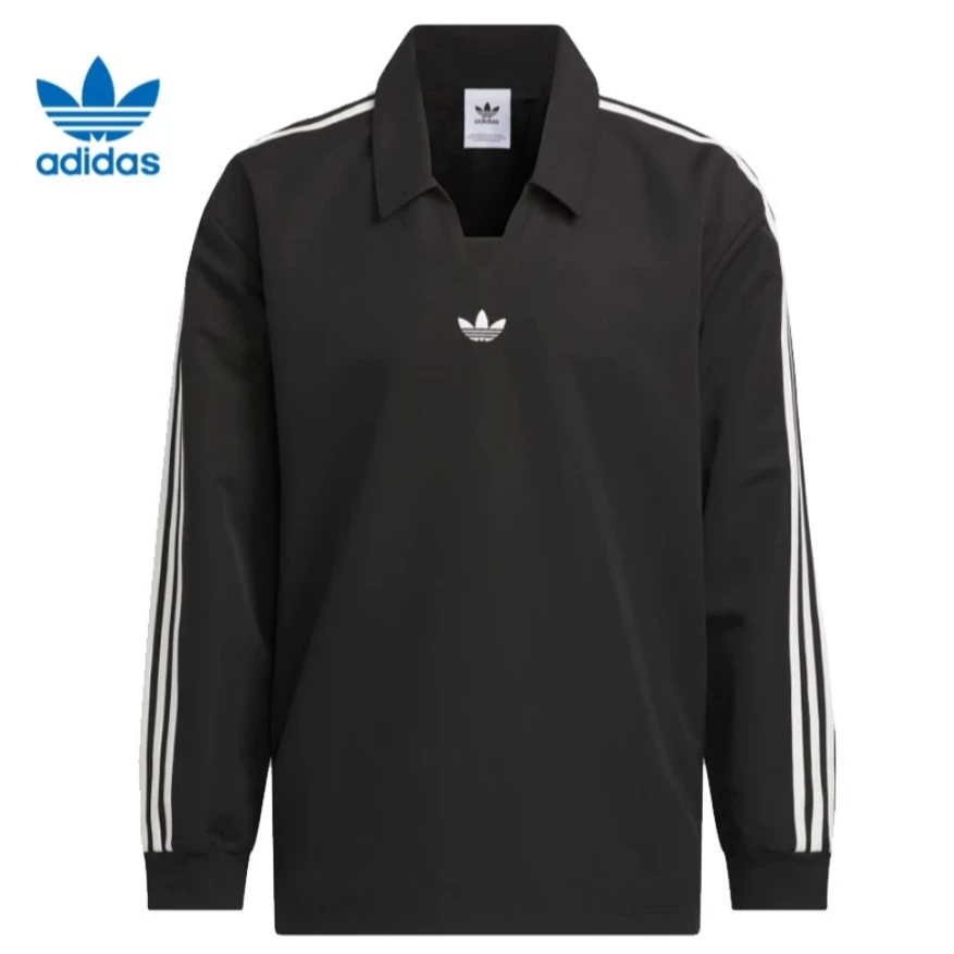 【滔搏联动】adidas/阿迪达斯三叶草RUGBY POLO黑色长袖外套IY7379