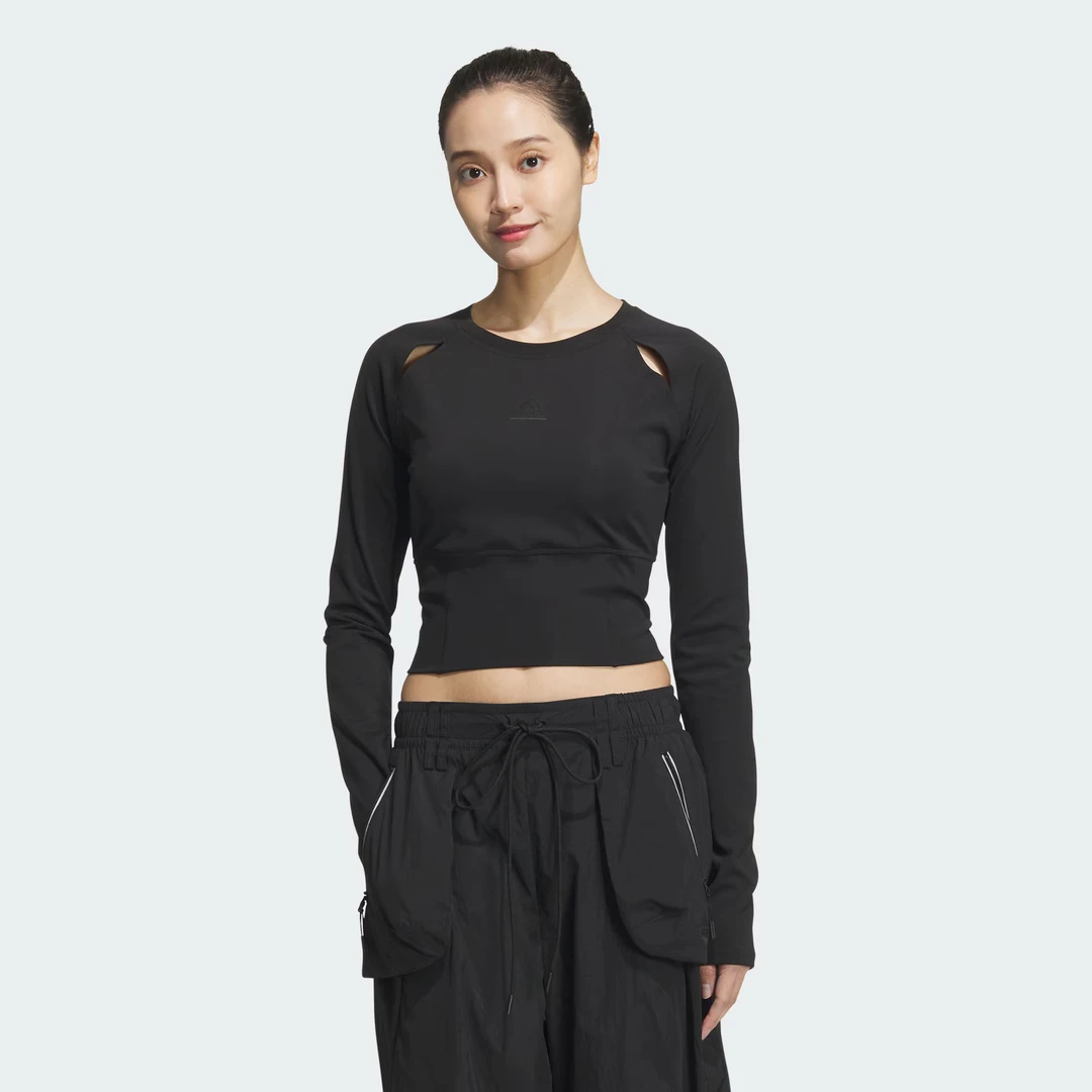 【滔搏联动】Adidas阿迪达斯女子速干运动休闲修身长袖T恤JJ1588