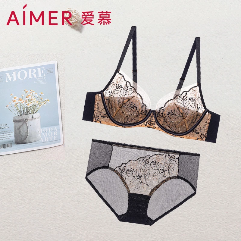AIMER/爱慕欧若风芳华内衣套装聚拢文胸小裤舒适蕾丝透气DY202465