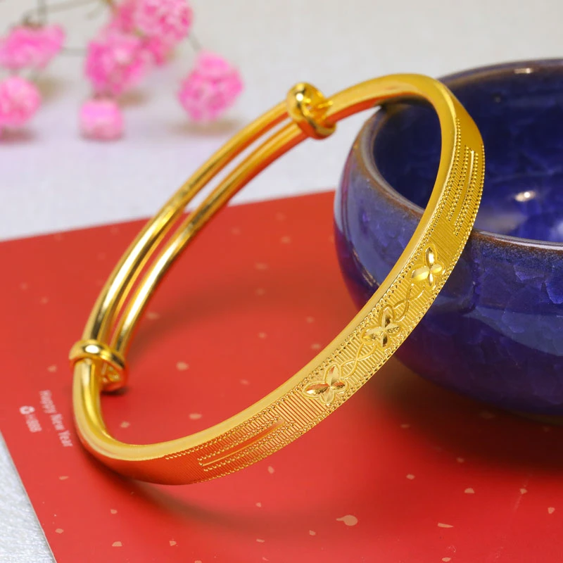 足银手镯 女款推拉时尚百搭气质可调节精美精致经典实心传承素款