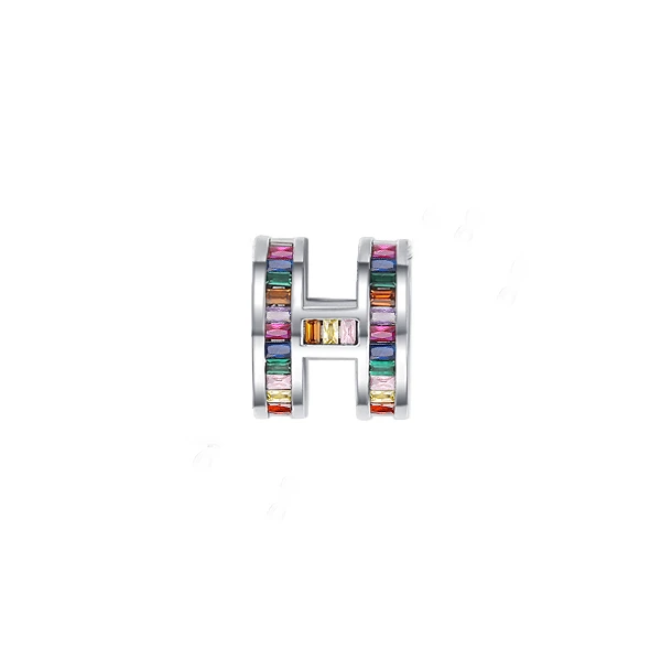 坠链均925银合成锆石 时尚轻奢彩虹 H 单吊坠  KDP1460