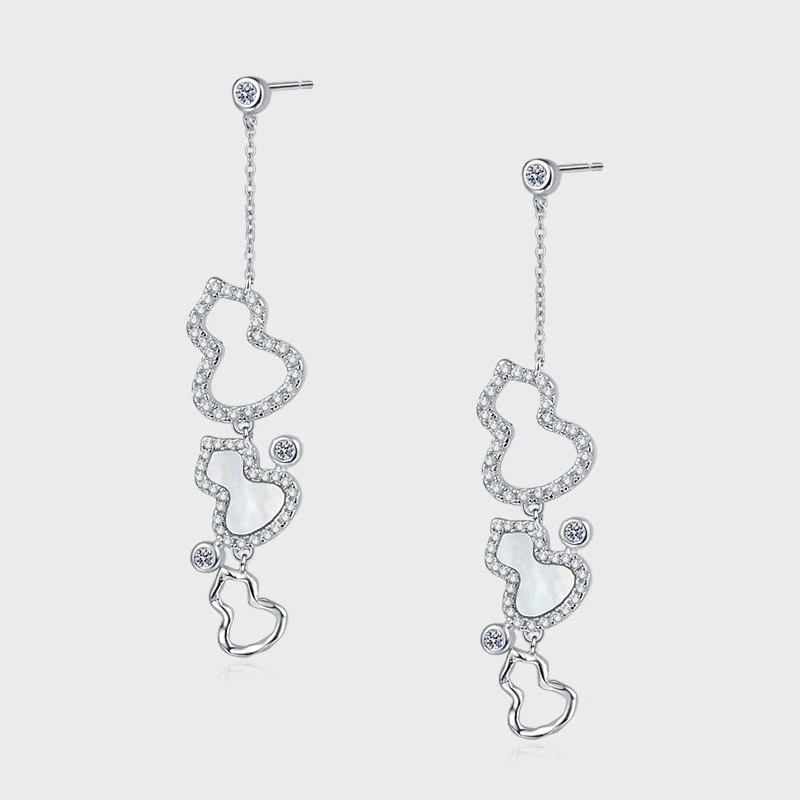 KADIPPAR/卡地派 925银合成锆石耳饰 长款满钻流苏葫芦 KDP2269