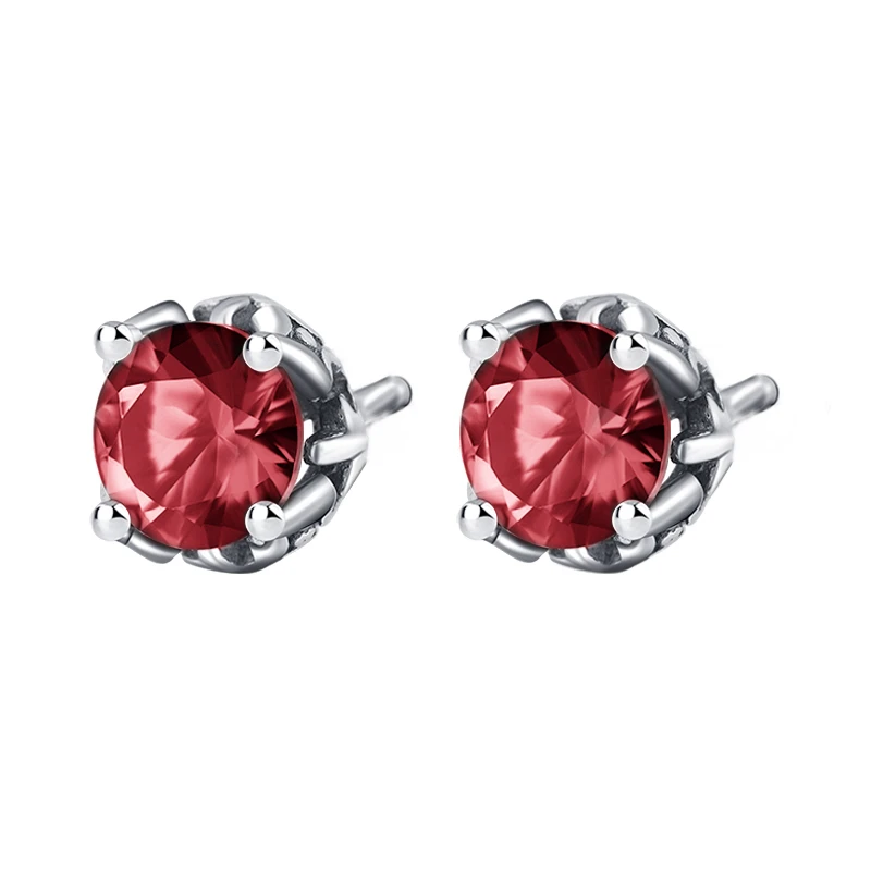 KADIPPAR/卡地派 925银合成锆石耳饰 925银四爪红锆耳钉KDP401
