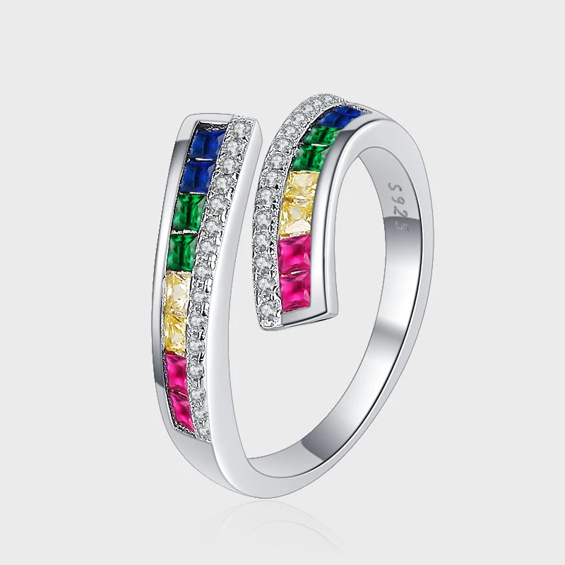 KADIPPAR/卡地派 925银合成锆石戒指  彩锆扭臂设计戒指  KDP1541